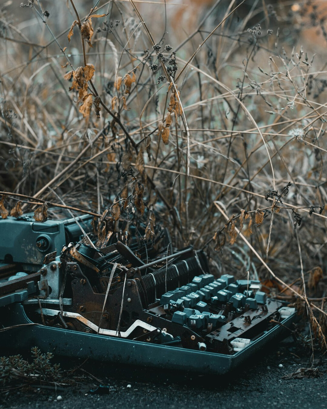 Vintage typewriter with scattered papers