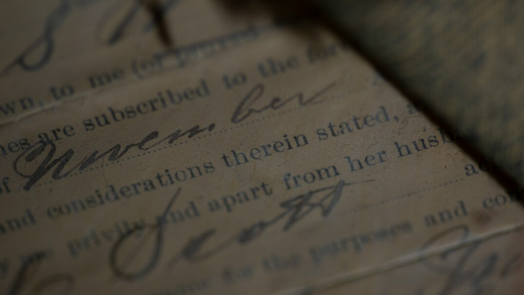 Close up of old typewritten legal documents